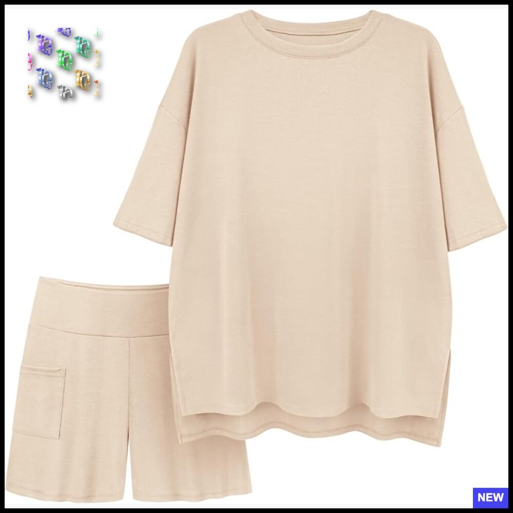 Oversized Two Piece Lounge Set Casual Summer Tracksuit Comfy Travel Outfit